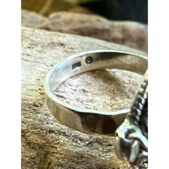 Vintage Silver & Rose Quartz Locket Ring Size 7 - Picture 3 of 7